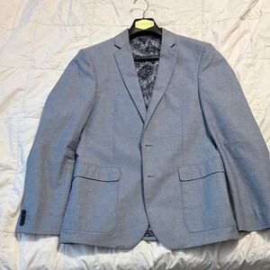 Express Men's Blazer - light blue - elbow patches - fitted